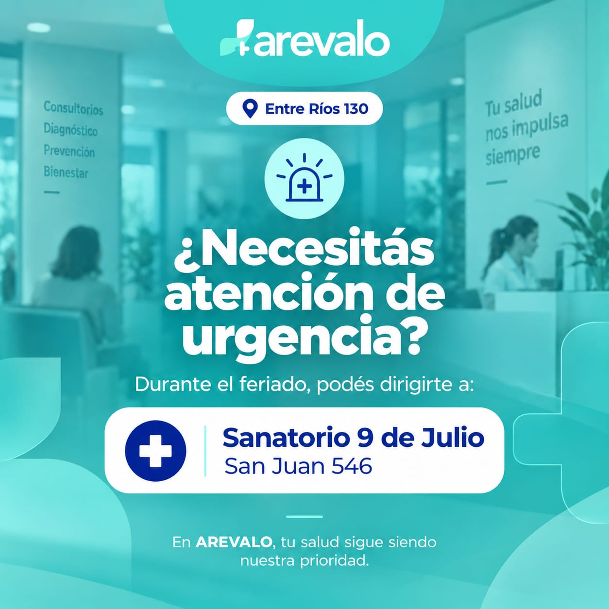 Atención de urgencia durante el feriado en Sanatorio 9 de Julio, San Juan 546