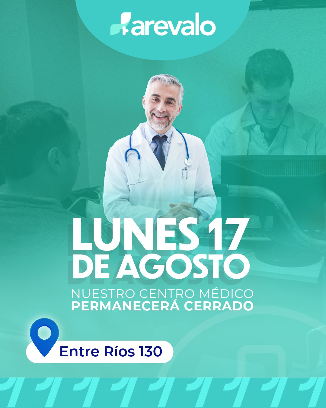 Feriado. Casa Central: lunes 17 de agosto nuestro Centro Médico permanecerá cerrado